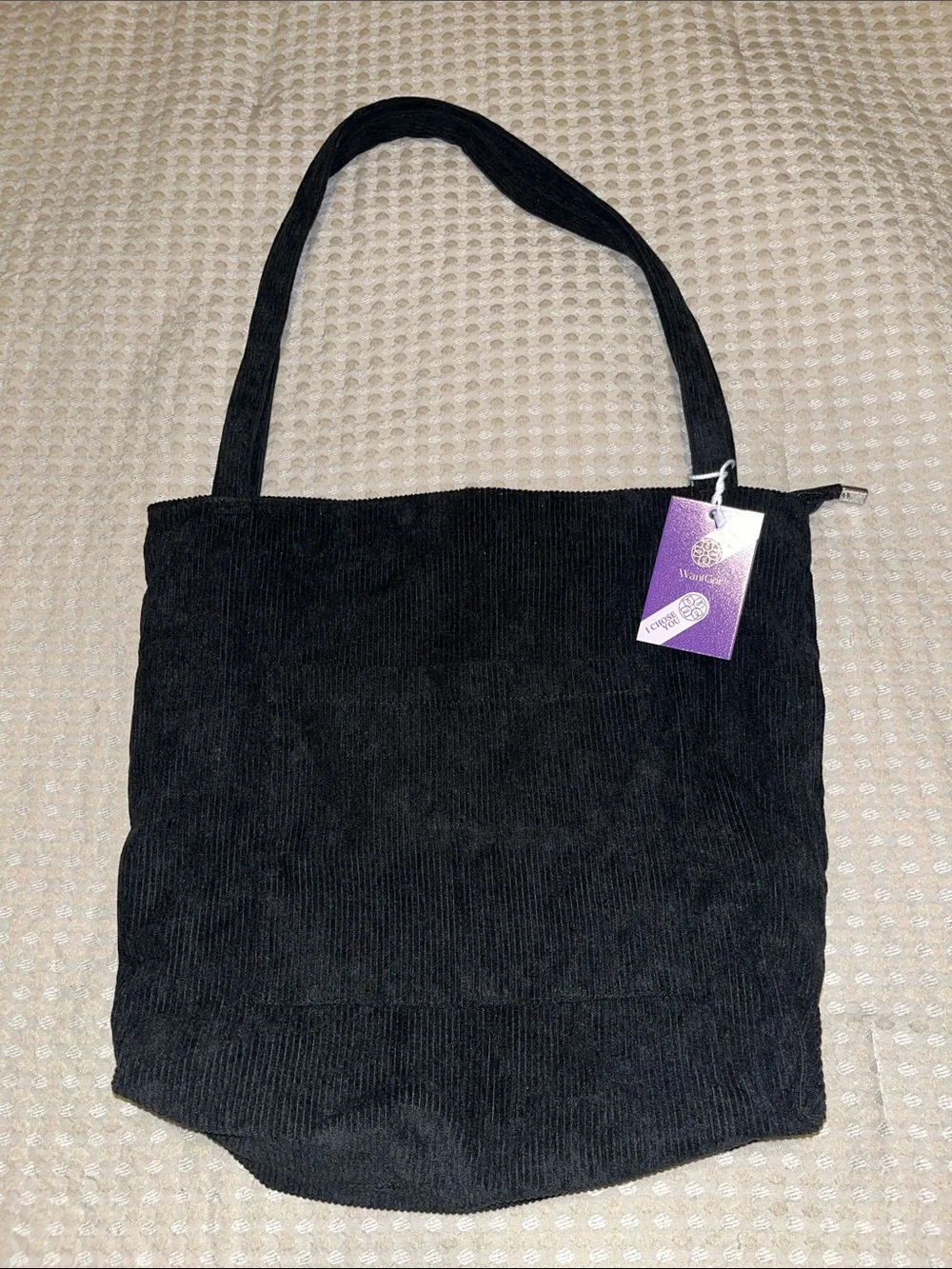 Black Corduroy Tote Bag